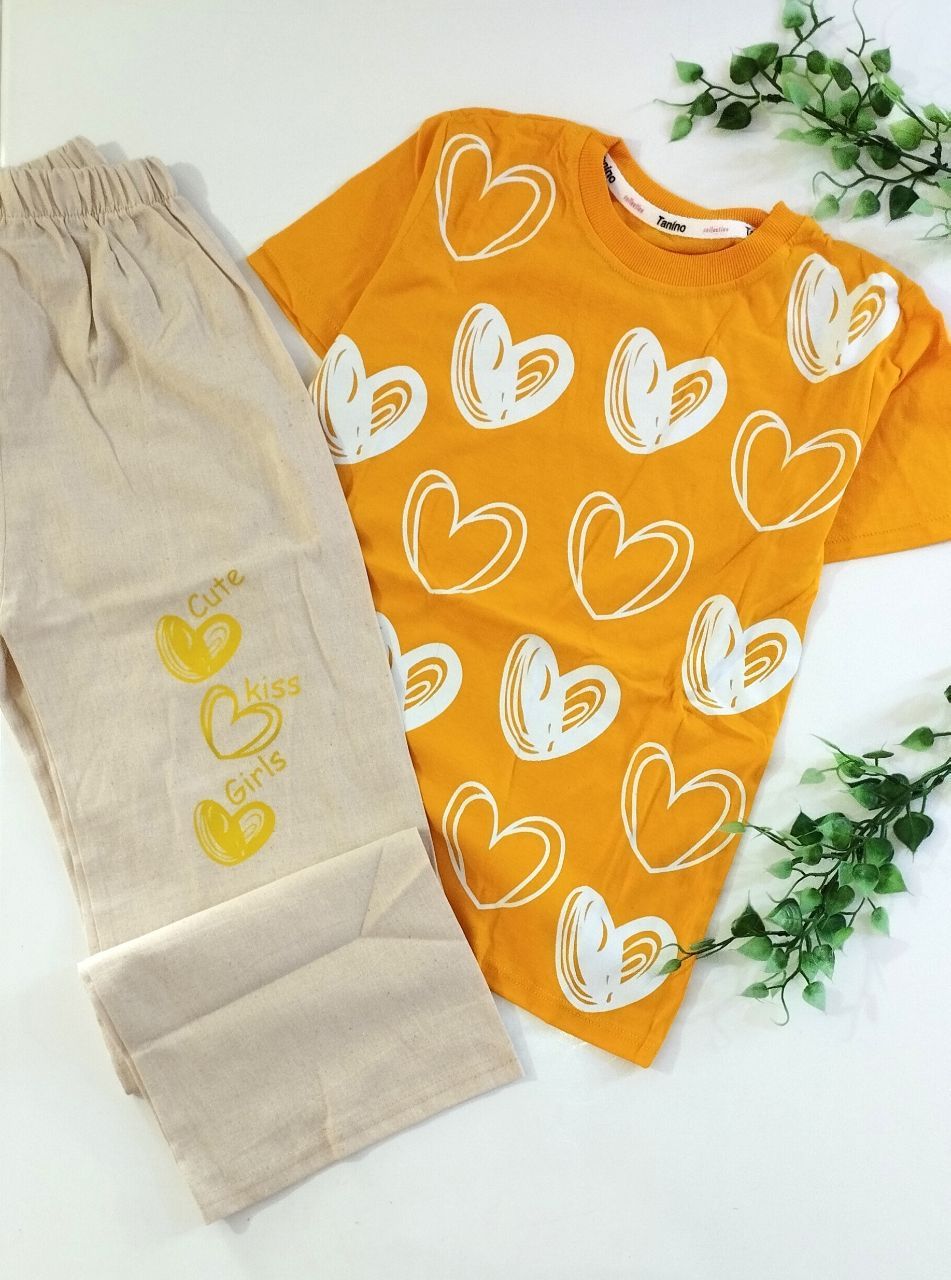 تی شرت شلوار بگ لنین طرح قلب