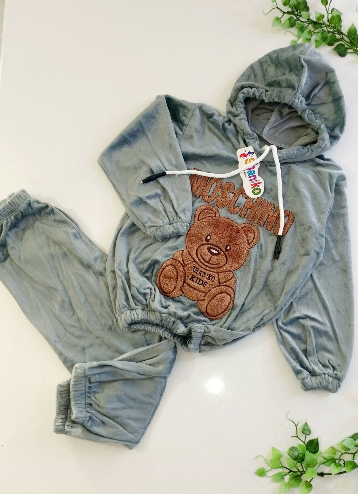 هودی شلوار خرسی مخمل گوشتی