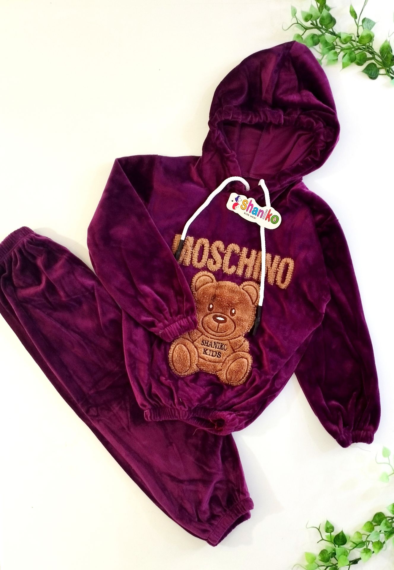 هودی شلوار اسپرت خرسی مخمل گوشتی