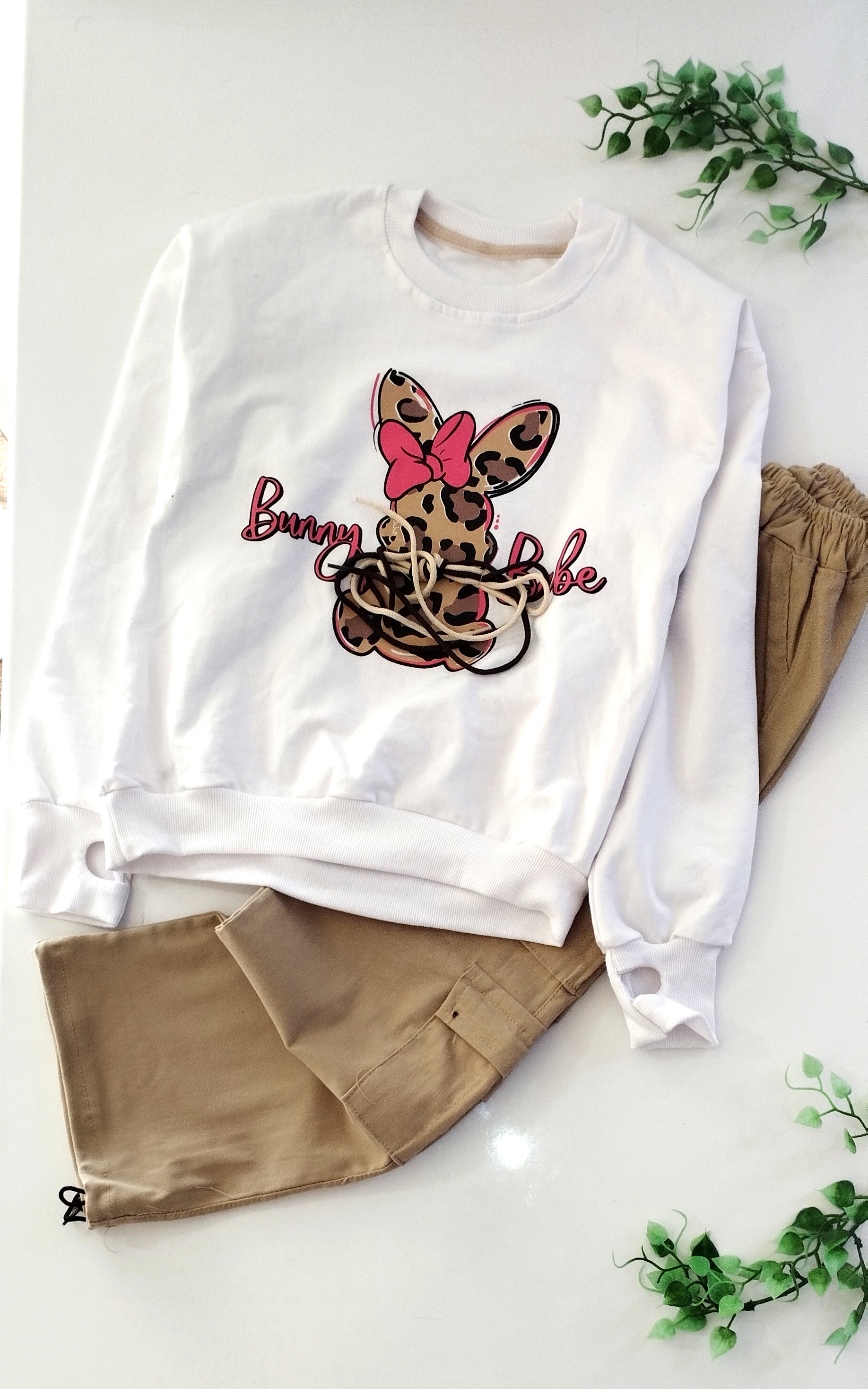 کراپ شلوار کارگو خرگوش بنددار