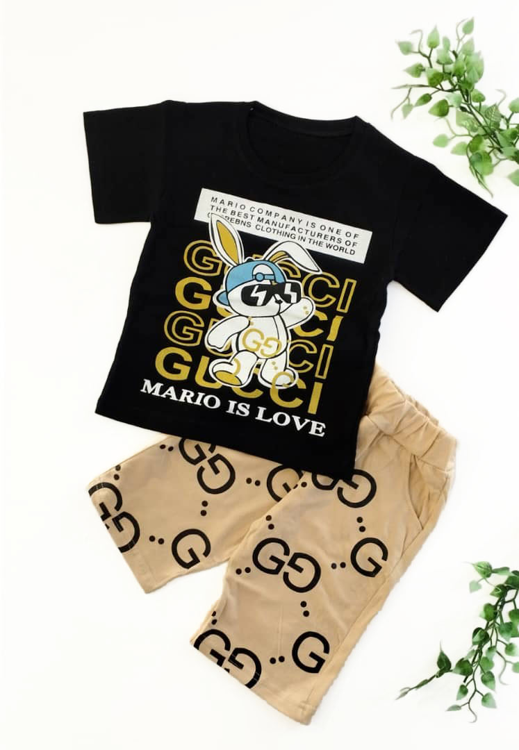 بلوز شلوارک اسپرت با طرح گوچی